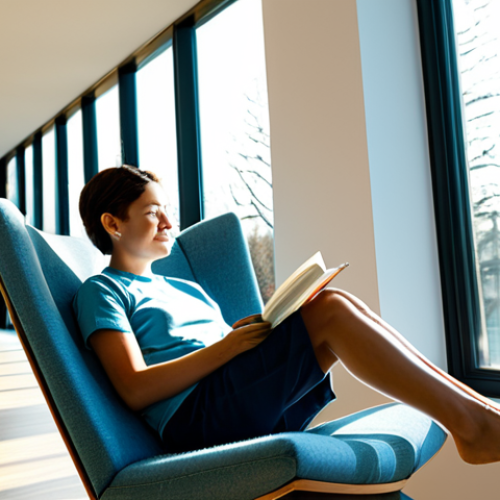 A contemporary, sustainable residential building interior, featuring a meticulously designed cross-section of a wall revealing advanced, thin insulation layers like aerogel or vacuum insulation panels. Sunlight streams through modern triple-glazed windows, illuminating a cozy, comfortable living space where a person is reading in an armchair. The person is fully clothed in modest, comfortable attire, displaying perfect anatomy, correct proportions, and a natural pose, with well-formed hands and proper finger count. The atmosphere is warm and inviting, hinting at efficient climate control. This is a professional architectural visualization, high quality, with clean lines and a futuristic touch, safe for work, appropriate content, and fully clothed.